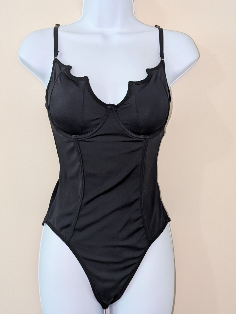 ROMWE Medium Black Bat Wing Goth Gothic Bodysuit Swimsuit Bathing Suit Spooky